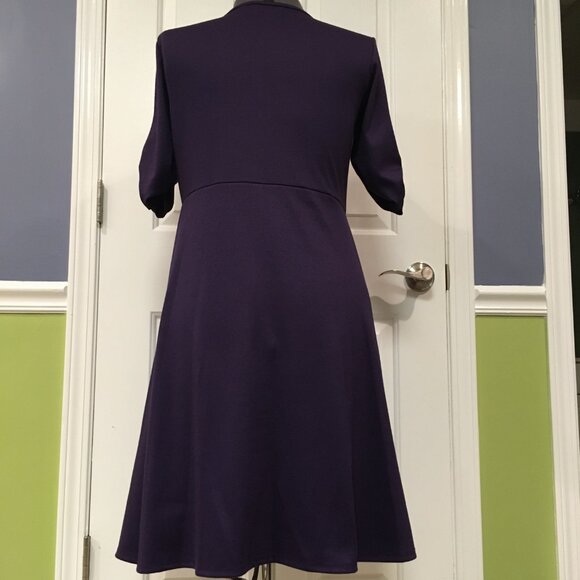 NY Collection Size M Purple Fit And Flare Dress with Ruched Half Sleeve - Picture 5 of 10